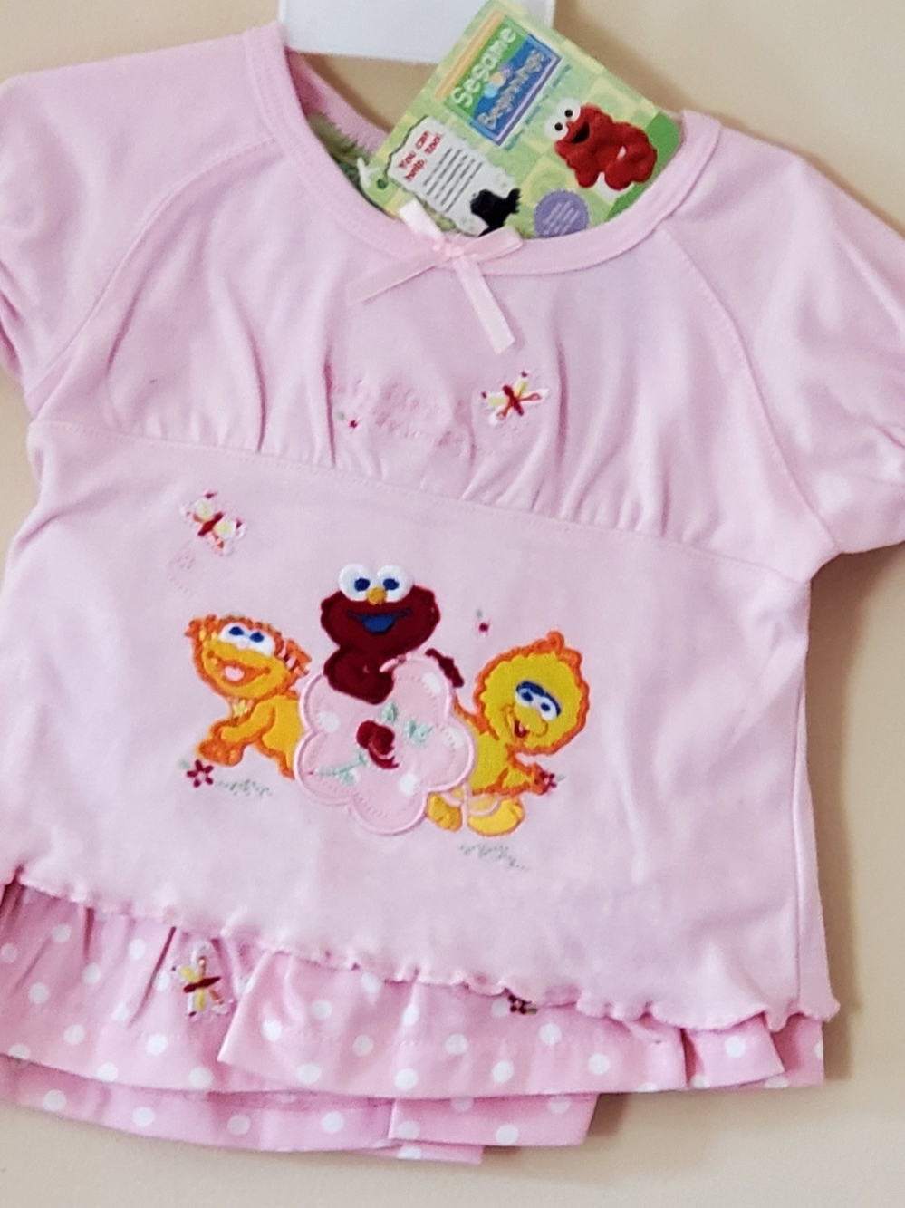 NWT Sesame Street Pink Baby Knit Set with Elmo & Friends